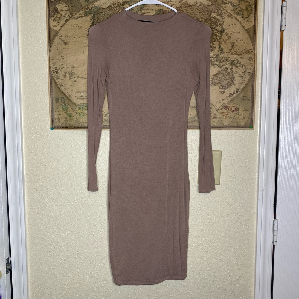Naked Wardrobe Nude Midi fitted dress